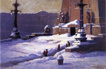 Theodore Clement Steele Painting - Monument in the Snow Theodore Clement Steele